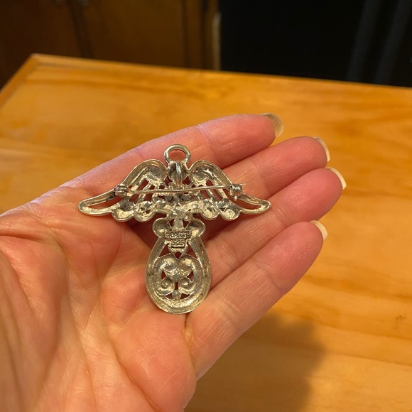 Vintage Sterling Silver GarnetAngelBrooch/Necklace